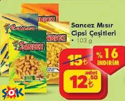 SANCEZ MISIR CİPSİ ÇEŞİTLERİ 103 G CİPS
